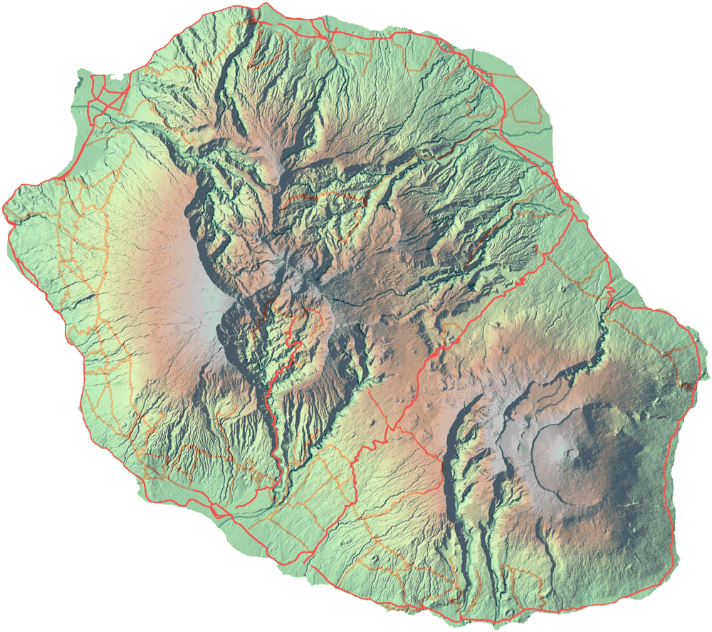 Carte de l’île de La Réunion
